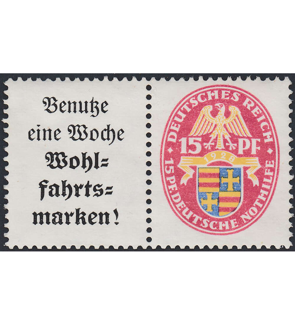 Dt. Reich ZD W 34 ungestempelt Nothilfe 1929 (A 1.1+15) Landeswappen