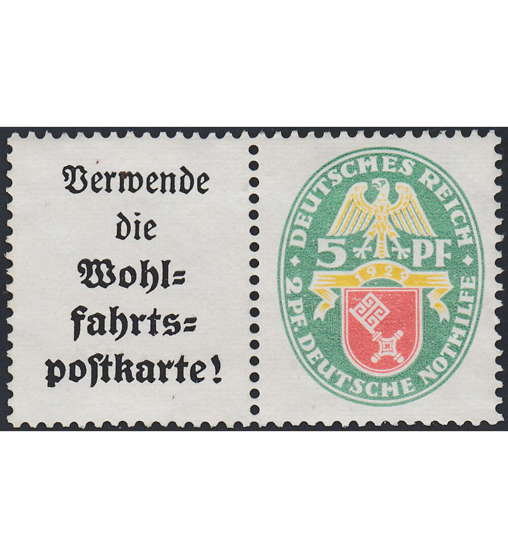 Dt. Reich ZD W 36 ungestempelt Nothilfe 1929 (X+15) Landeswappen