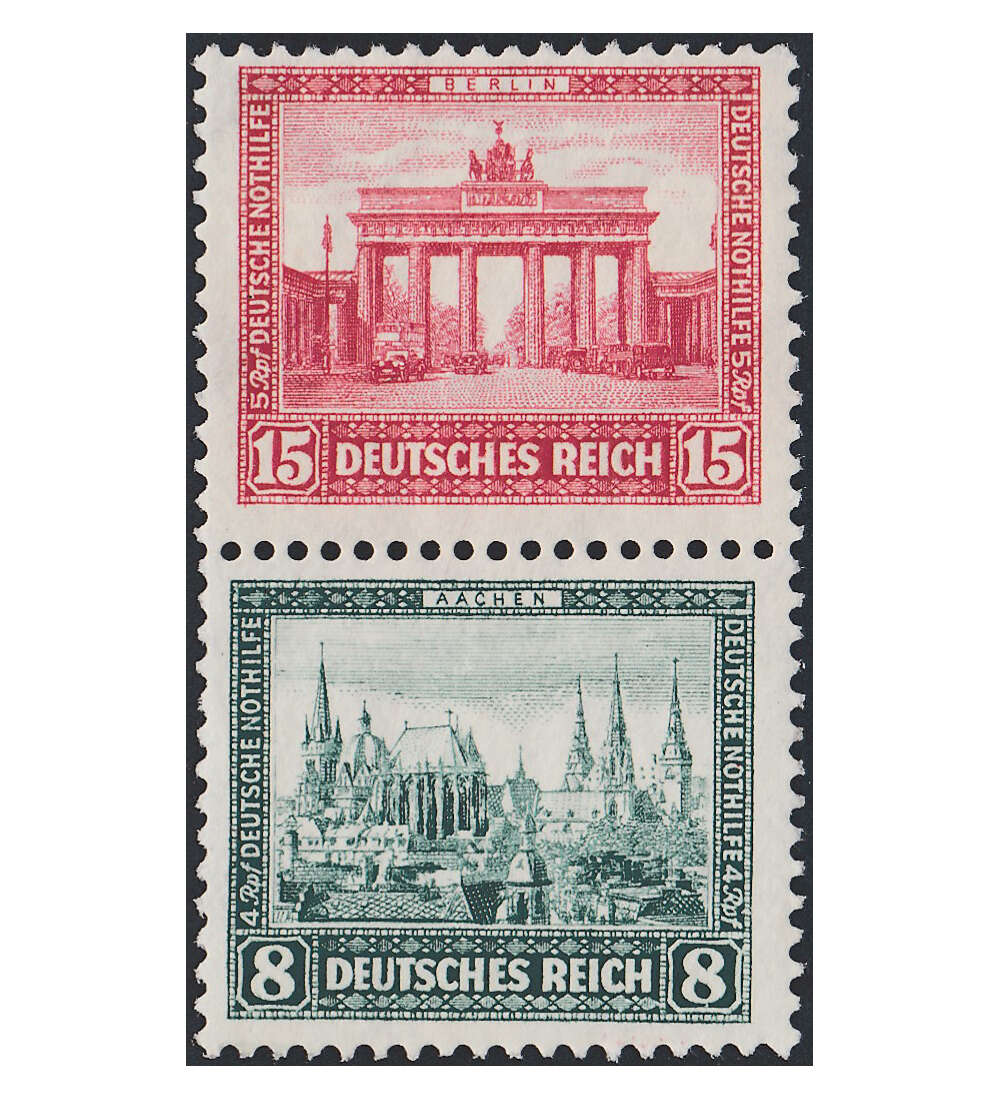 Dt. Reich ZD WZ 5 ungestempelt Nothilfe 1931 (8+Z+Z+8) Bauwerke