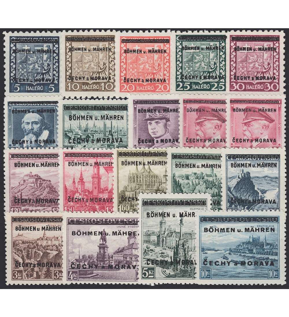 Bhmen und Mhren Nr. 1-19 postfrisch ** Aufdrucke 1939