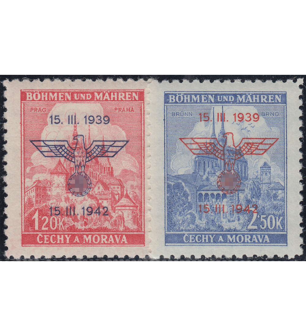 Bhmen und Mhren Nr. 83-84 postfrisch Aufdrucke 1942