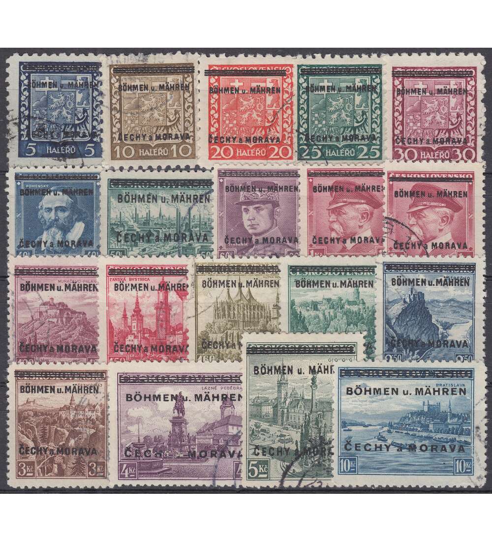 Bhmen und Mhren Nr. 1-19 gestempelt Aufdrucke 1939