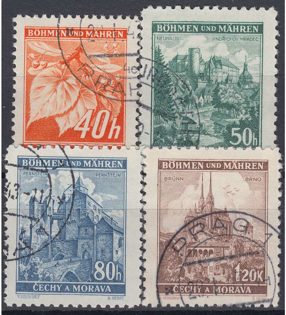 Bhmen und Mhren Nr. 38-41 gestempelt Bauwerke 1940