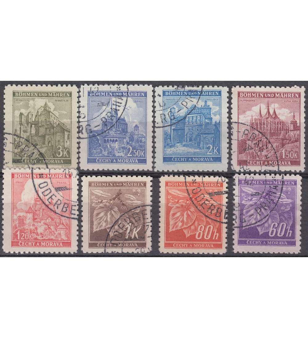 Bhmen und Mhren Nr. 65-72 gestempelt Bauwerke 1941