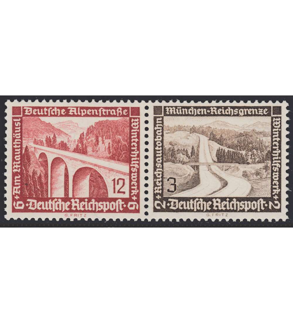 Deutsches Reich Zusammendruck W117 postfrisch ** Winterhilfe 1936 (12+3)
