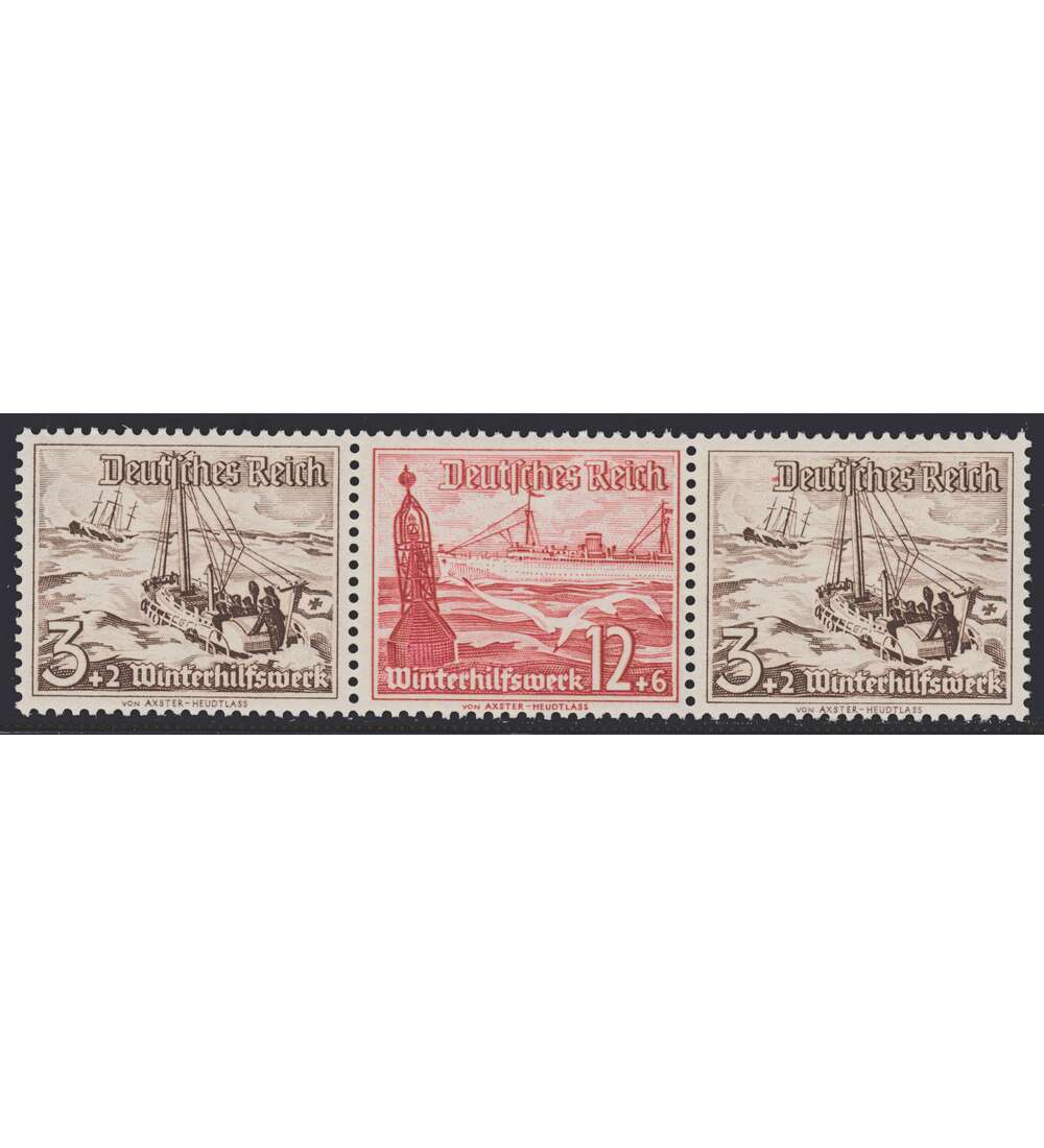 Deutsches Reich Zusammendruck W132 postfrisch ** Winterhilfe 1937 (3+12+3)