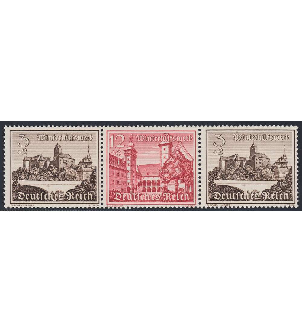 Deutsches Reich Zusammendruck W145 postfrisch ** Winterhilfe 1939 (3+12+3)