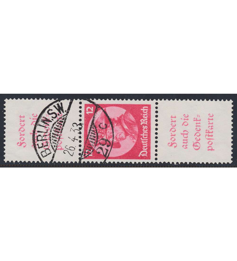 Deutsches Reich Zusammendruck S103 gestempelt Friedrich der Groe (A4+12+A4)