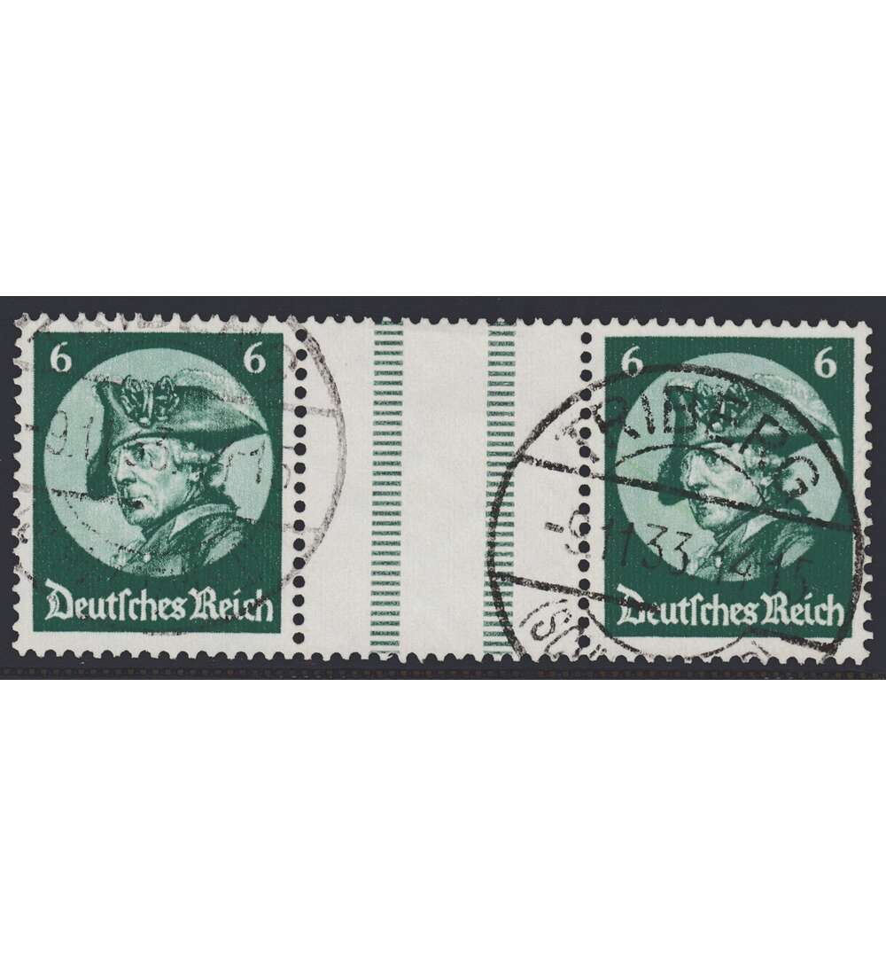 Deutsches Reich Zusammendruck WZ9 gestempelt Friedrich der Groe (6+Z+6)