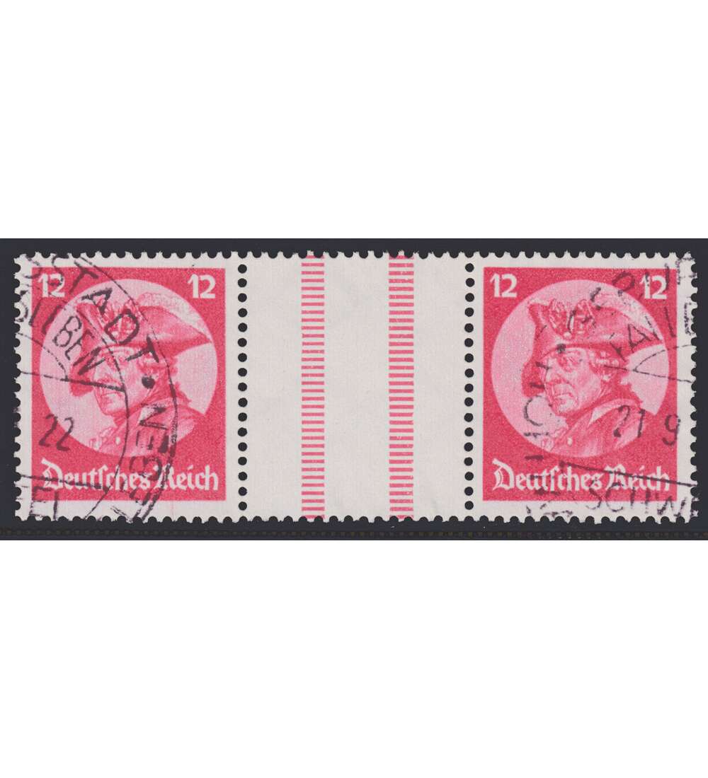 Deutsches Reich Zusammendruck WZ10 gestempelt Friedrich der Groe (12+Z+12)