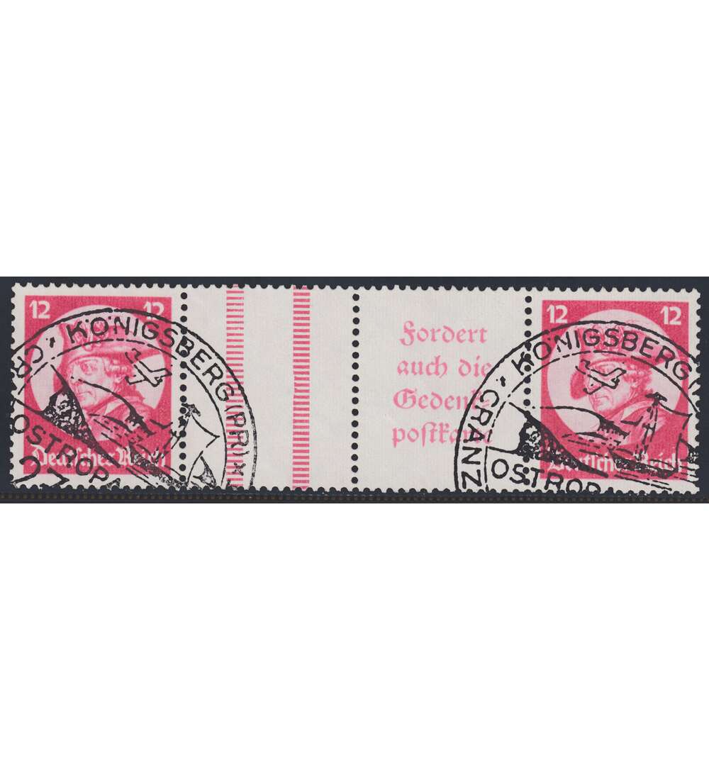 Deutsches Reich Zusammendruck WZ11 gestempelt Friedrich d Groe (12+Z+A4+12)