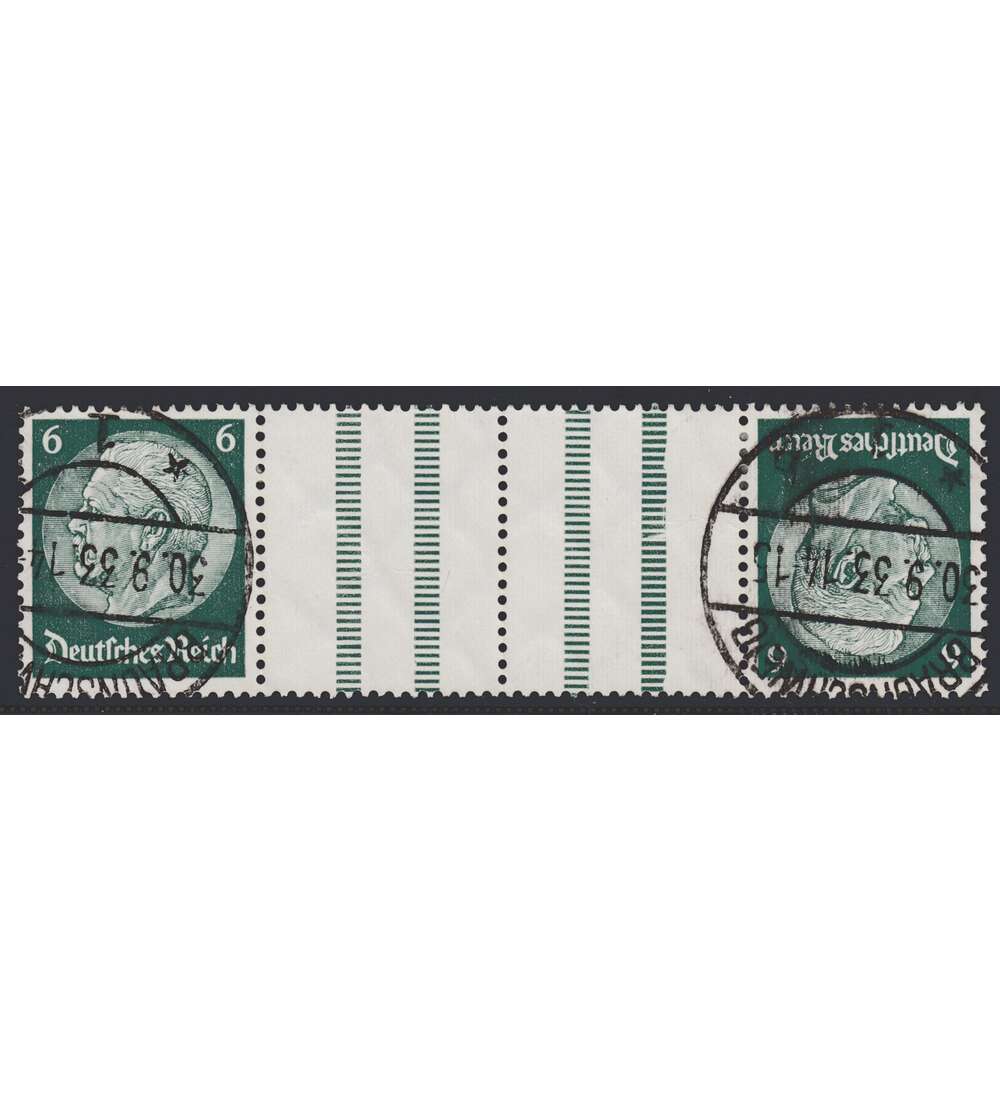 Deutsches Reich Zusammendruck KZ18 gestempelt Hindenburg 1933 WZ2 (6+Z+Z+6)