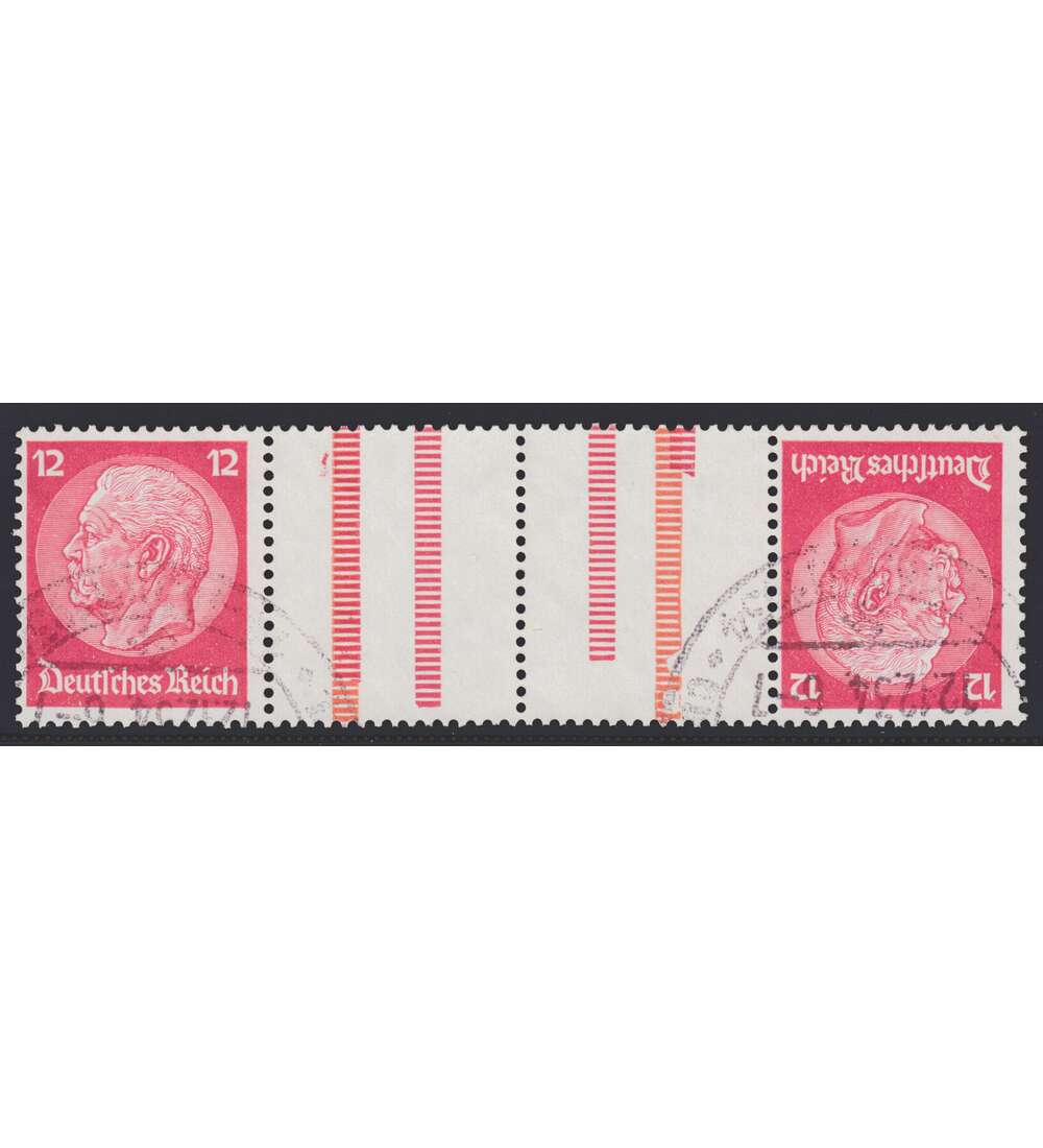 Deutsches Reich Zusammendruck KZ19 gestempelt Hindenburg  WZ2 (12+Z+Z+12)