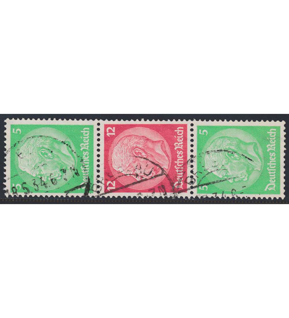 Deutsches Reich Zusammendruck S107 gestempelt Hindenburg 1933 WZ2 (5+12+5)