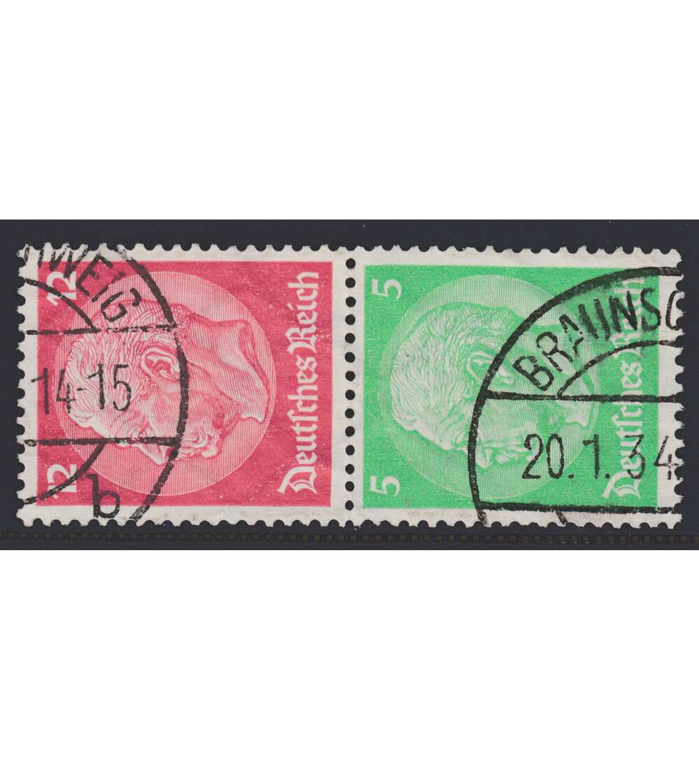 Deutsches Reich Zusammendruck S108 gestempelt Hindenburg 1933 WZ2 (12+5)