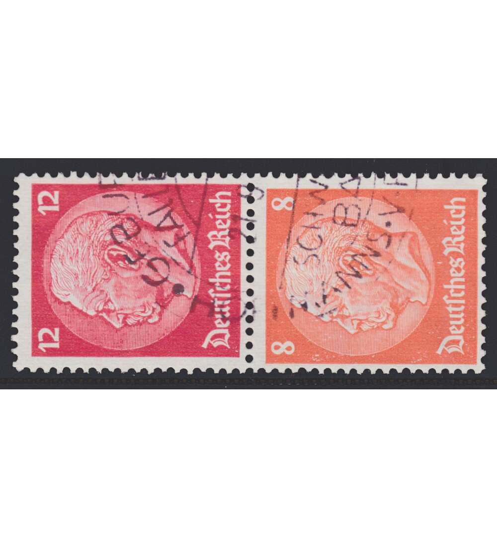 Deutsches Reich Zusammendruck S110 gestempelt Hindenburg 1933 WZ2 (12+8)