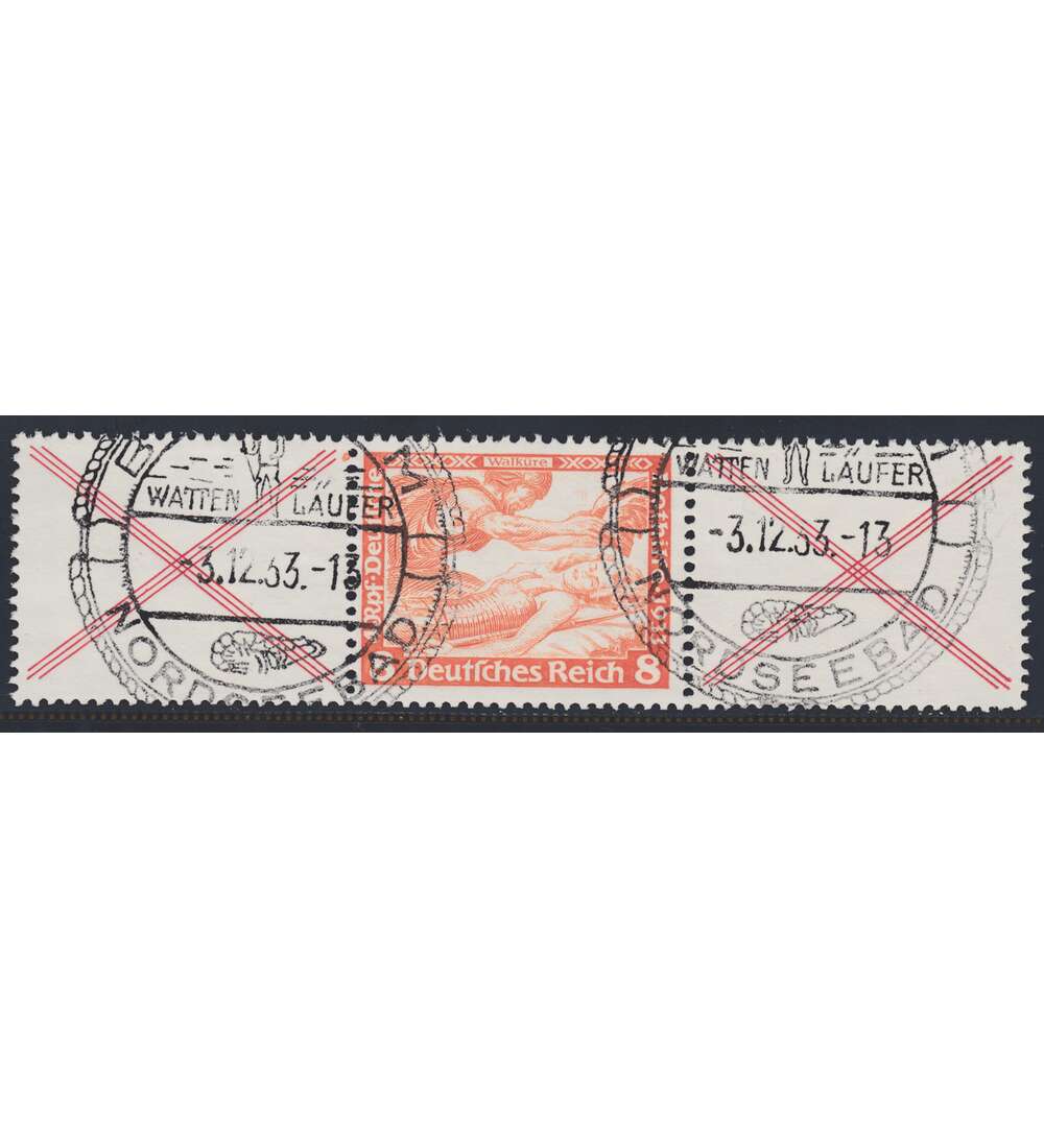 Deutsches Reich Zusammendruck W52 gestempelt Nothilfe 1933 Wagner (X+8+X)