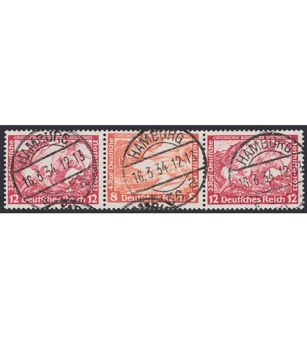 Deutsches Reich Zusammendruck W56 gestempelt Nothilfe 1933 Wagner (12+8+12)
