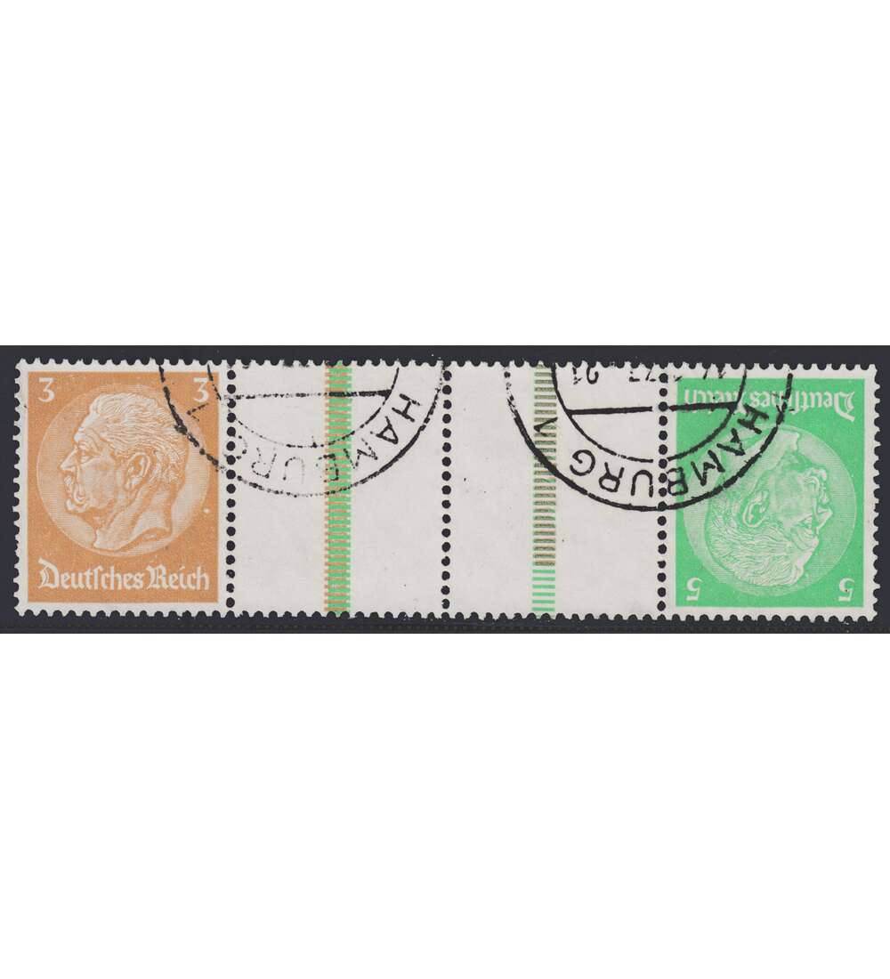 Deutsches Reich Zusammendruck KZ25 gestempelt Hindenburg 1934/1936 (3+Z+Z+5)
