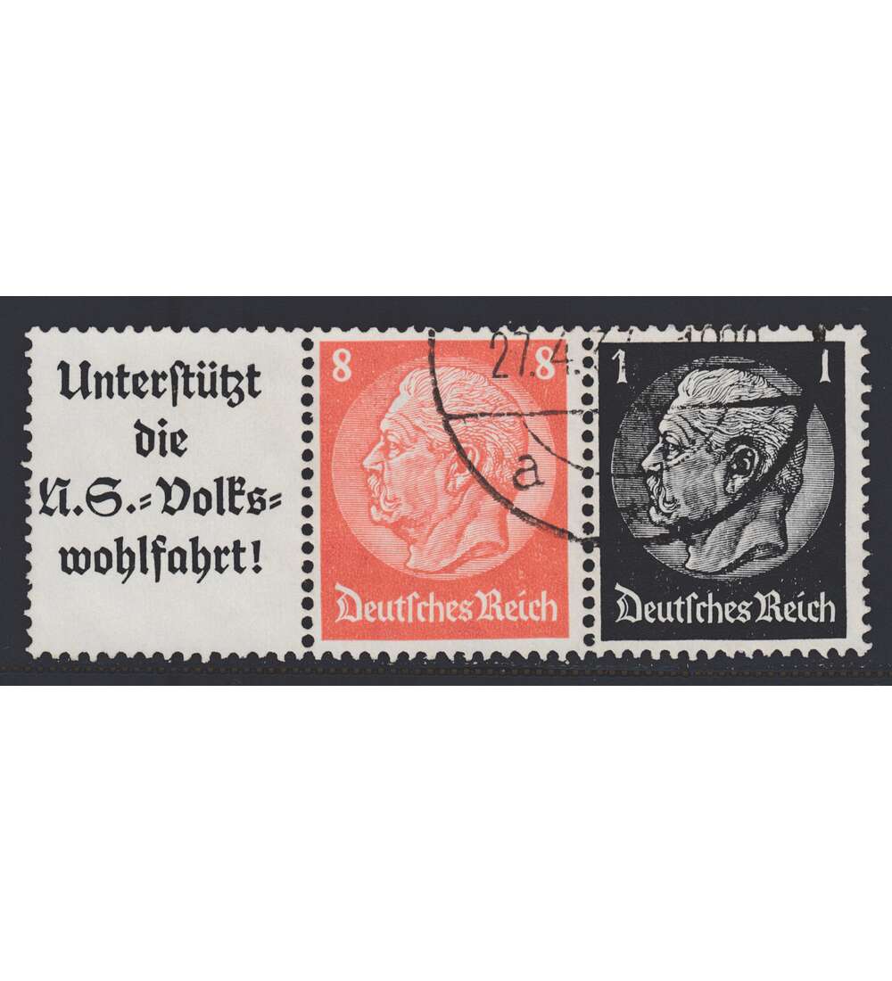 Deutsches Reich Zusammendruck W65 gestempelt Hindenburg 1934 (A8.1+8+1)