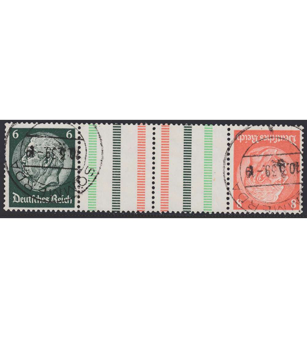 Deutsches Reich Zusammendruck KZ29.1 gestempelt Hindenburg 1937 (6+Z+Z+8)