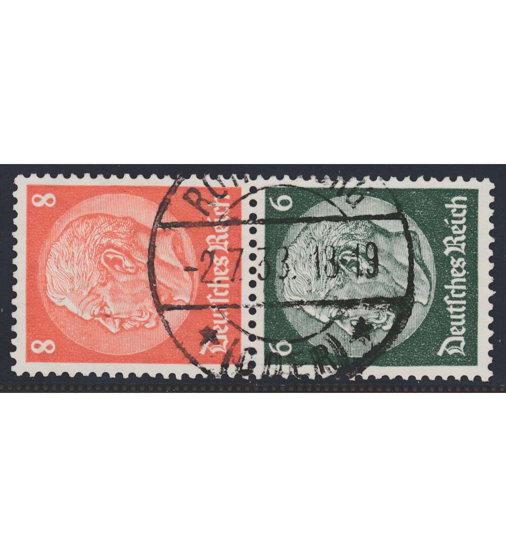 Deutsches Reich Zusammendruck S161 gestempelt Hindenburg 1937 (8+6)