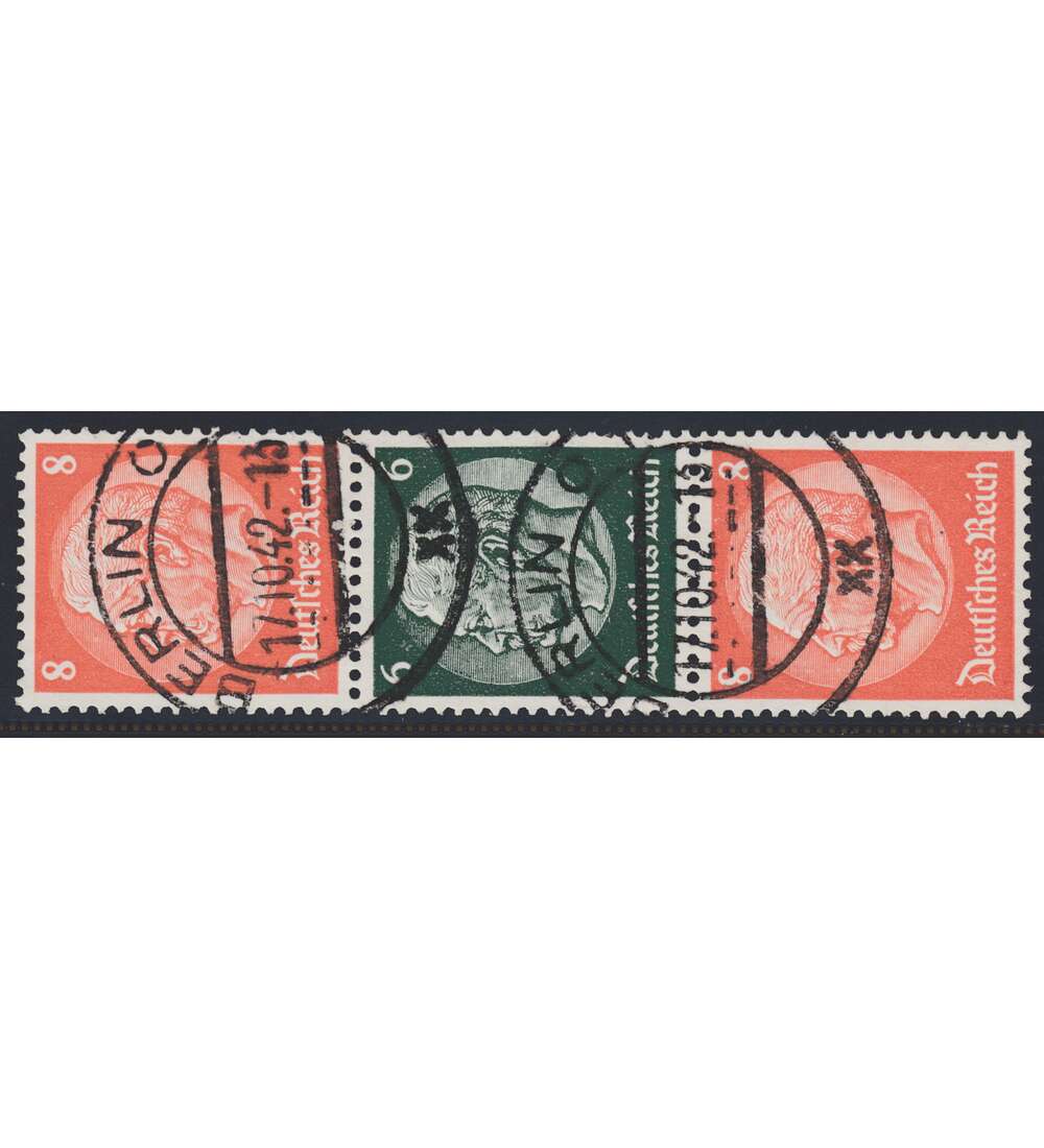 Deutsches Reich Zusammendruck S162 gestempelt Hindenburg 1937 (8+6+8)