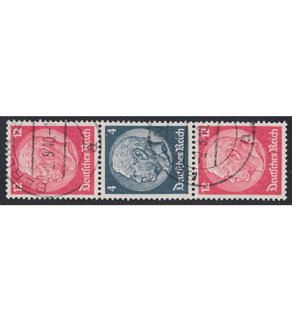 Deutsches Reich Zusammendruck S166 gestempelt Hindenburg 1937 (12+4+12)