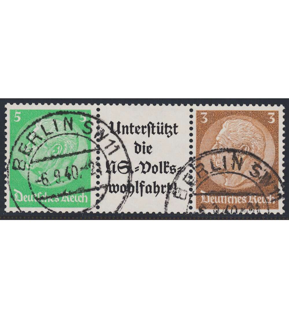Deutsches Reich Zusammendruck W74 gestempelt Hindenburg EHG 1 (5+A8.3+3)