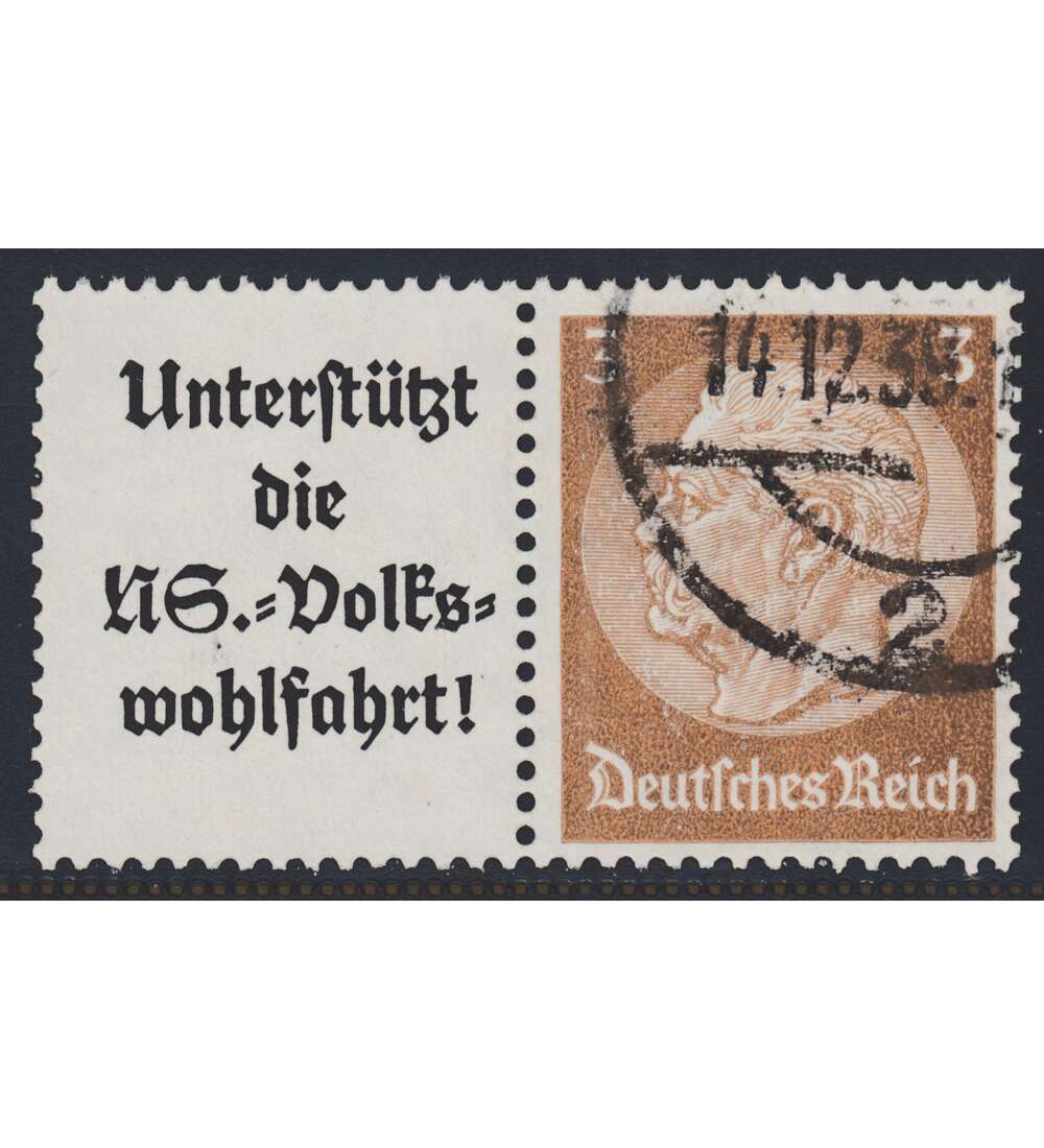 Deutsches Reich Zusammendruck W75 gestempelt Hindenburg EHG 1 (A8.3+3)