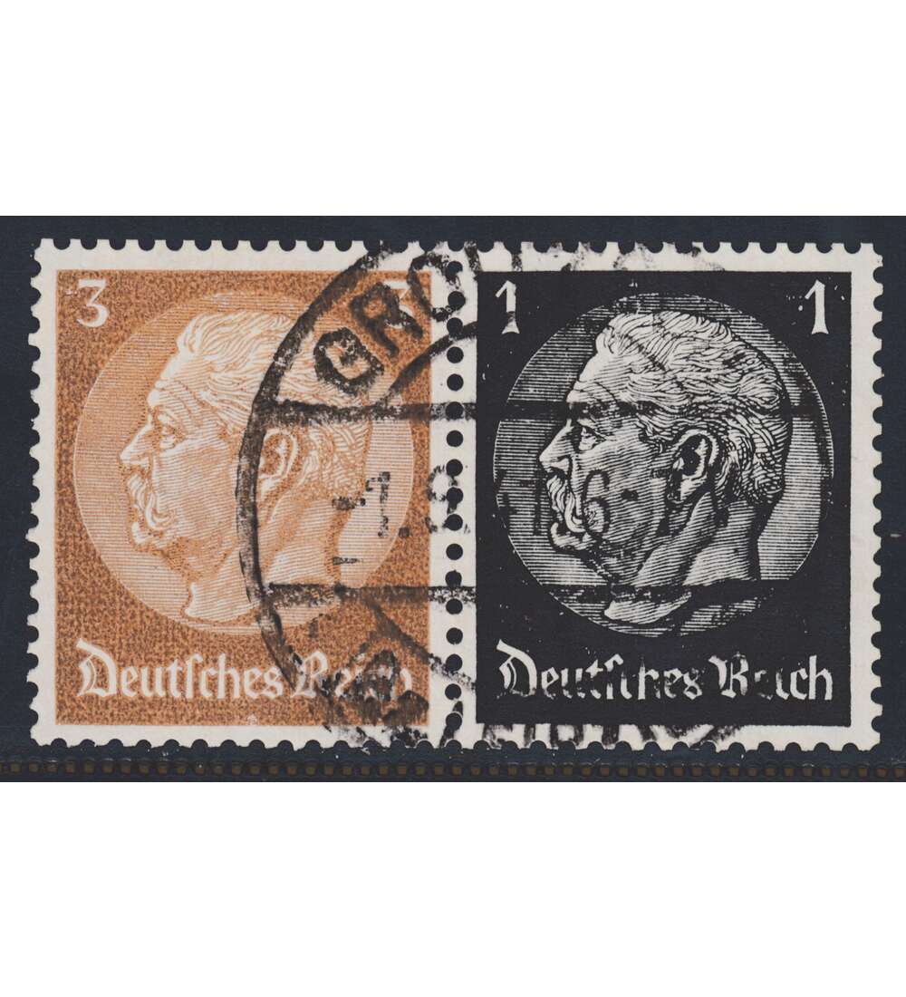 Deutsches Reich Zusammendruck W77 gestempelt Hindenburg EHG 1 (3+1)