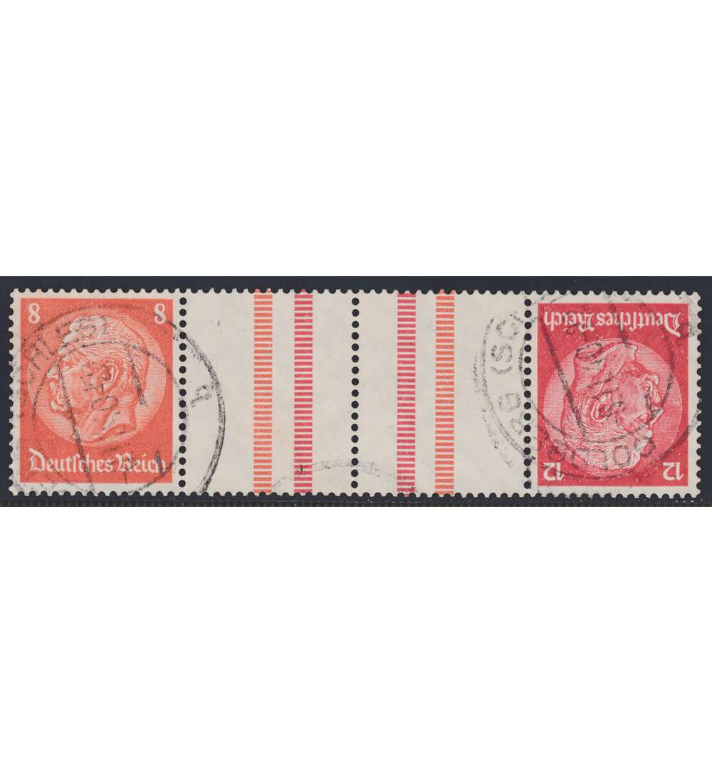 Deutsches Reich Zusammendruck KZ33 gestempelt Hindenburg 1939 (12+Z+Z+8)