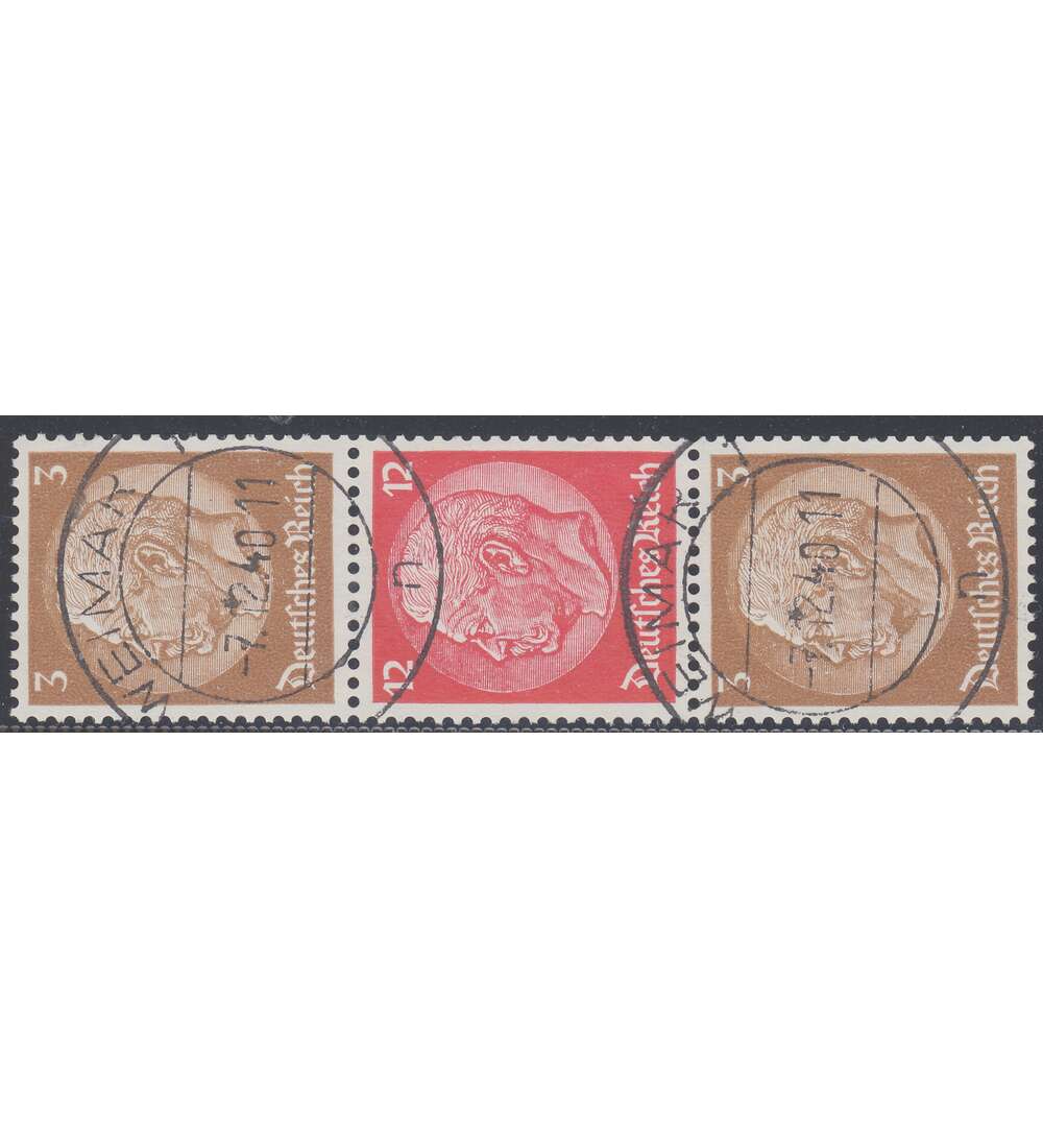 Deutsches Reich Zusammendruck S182 gestempelt Hindenburg 1939 (3+12+3)