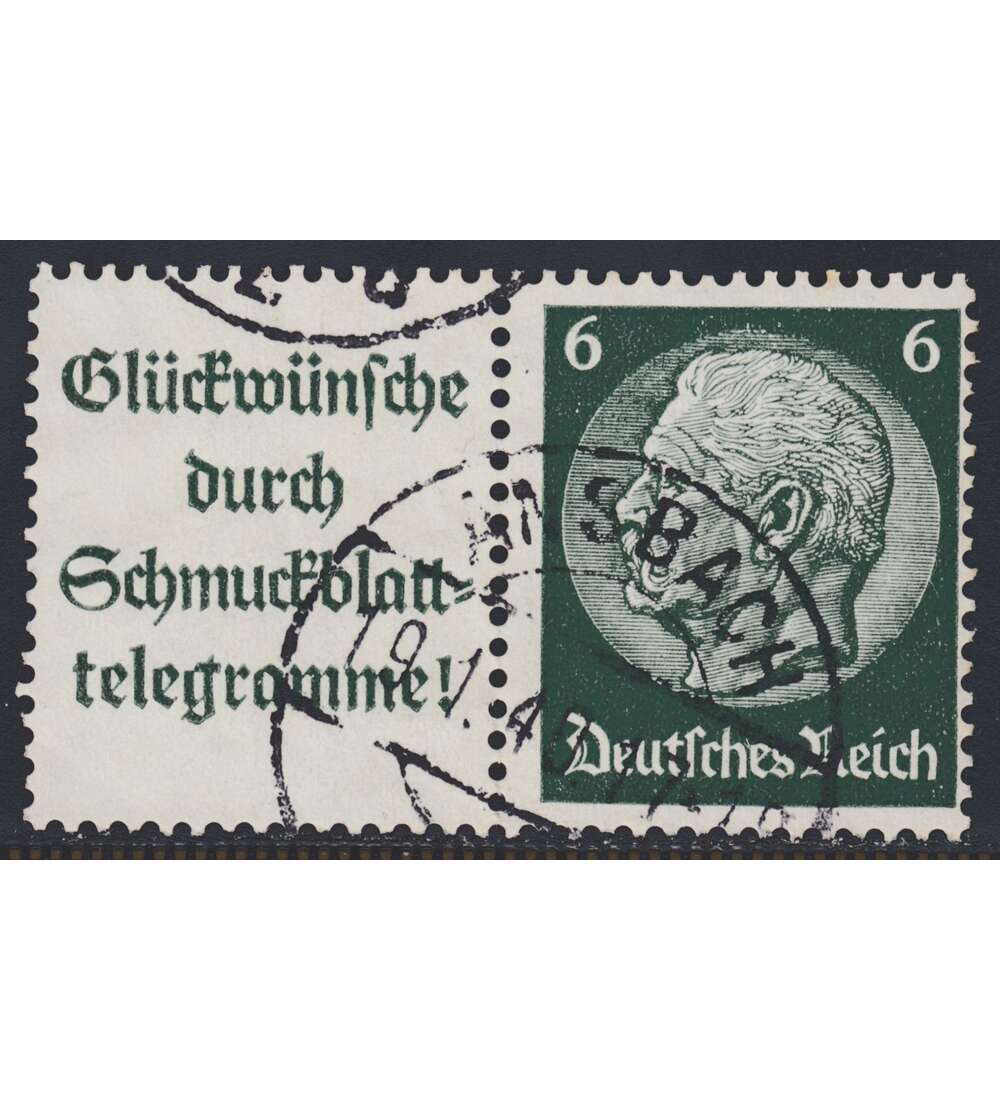 Deutsches Reich Zusammendruck  W81 gestempelt Hindenburg 1939 (A14.1+6)