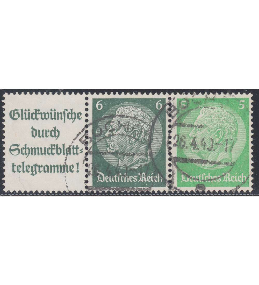 Deutsches Reich Zusammendruck W82 gestempelt Hindenburg 1939 (A14.1+6+5)