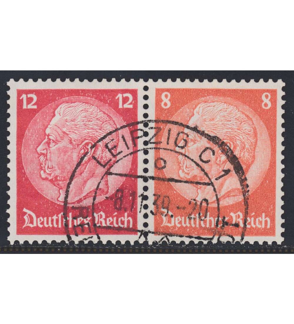 Deutsches Reich Zusammendruck W86 gestempelt Hindenburg 1939 (12+8)