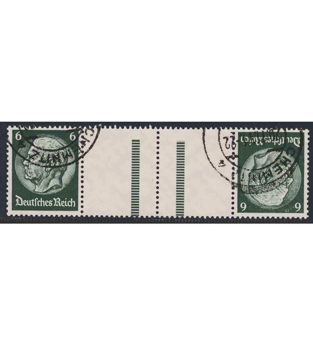 Deutsches Reich Zusammendruck KZ22.5 gestempelt Hindenburg 1940 (6+Z+Z+6)