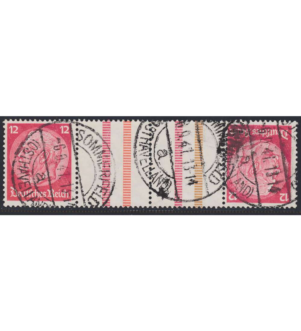 Deutsches Reich Zusammendruck KZ23.3 gestempelt Hindenburg 1940 (12+Z+Z+12)