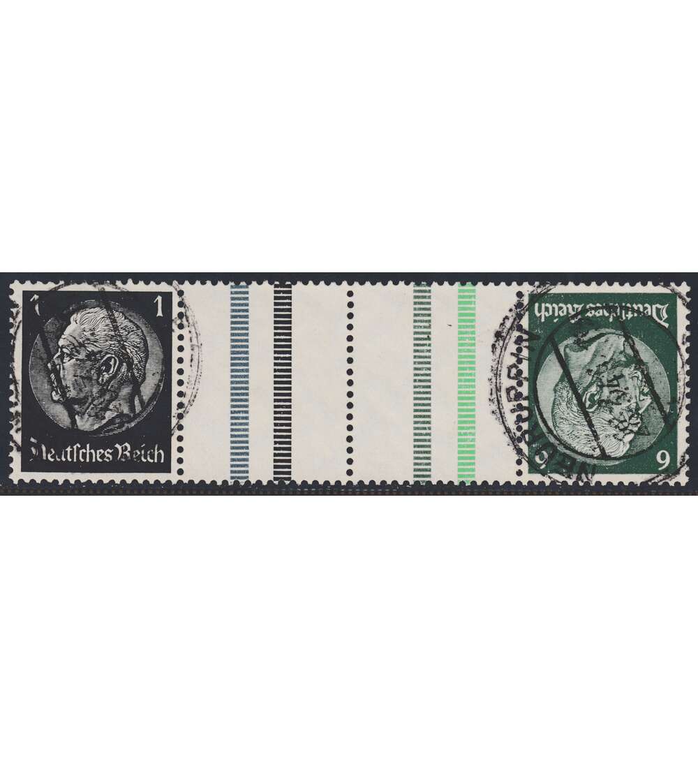 Deutsches Reich Zusammendruck KZ35 gestempelt Hindenburg 1940 (1+Z+Z+6)