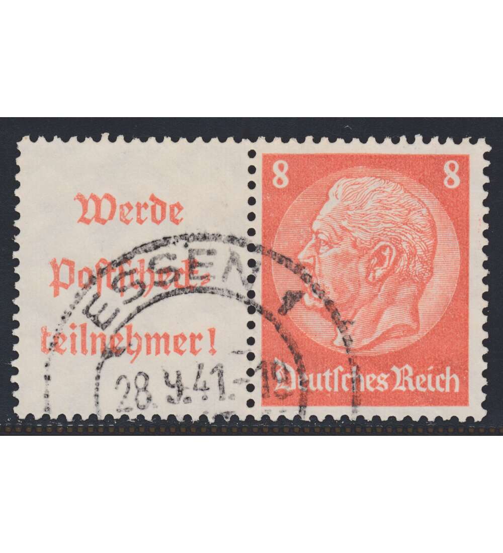 Deutsches Reich Zusammendruck W87 gestempelt Hindenburg 1940 (A16.2+8)