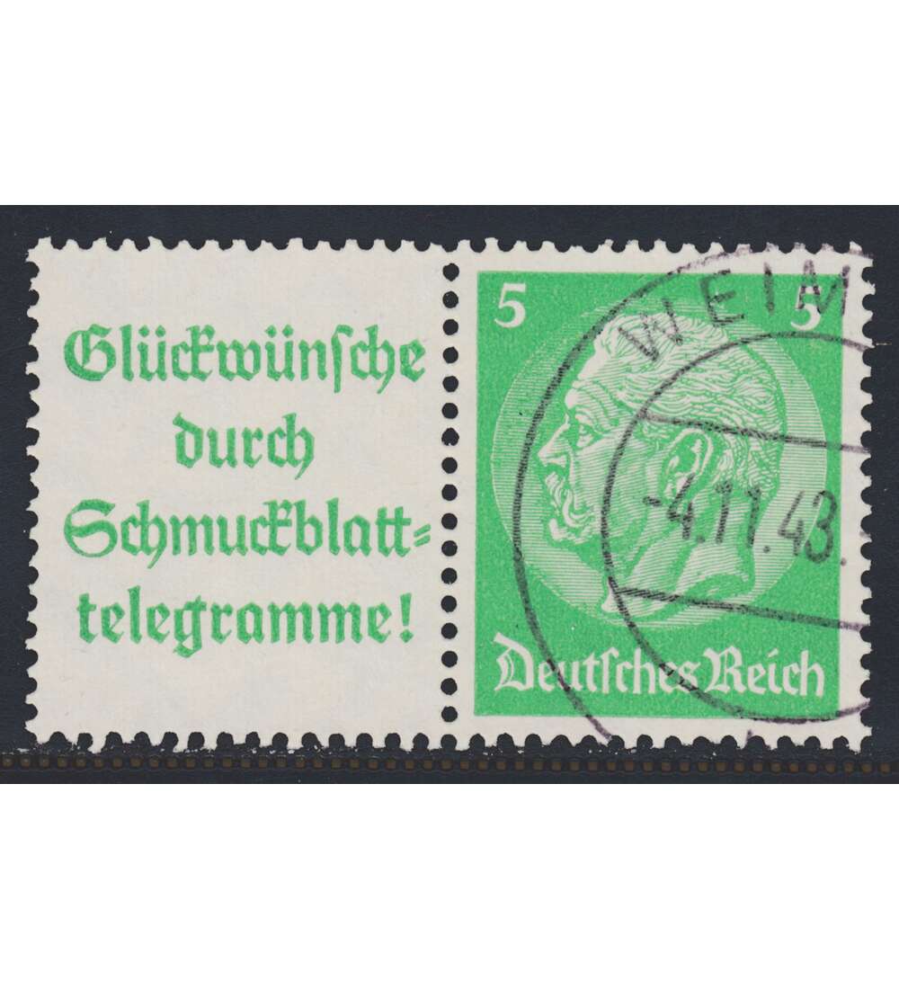 Deutsches Reich Zusammendruck W88.1 gestempelt Hindenburg 1940 (A14.2+5)