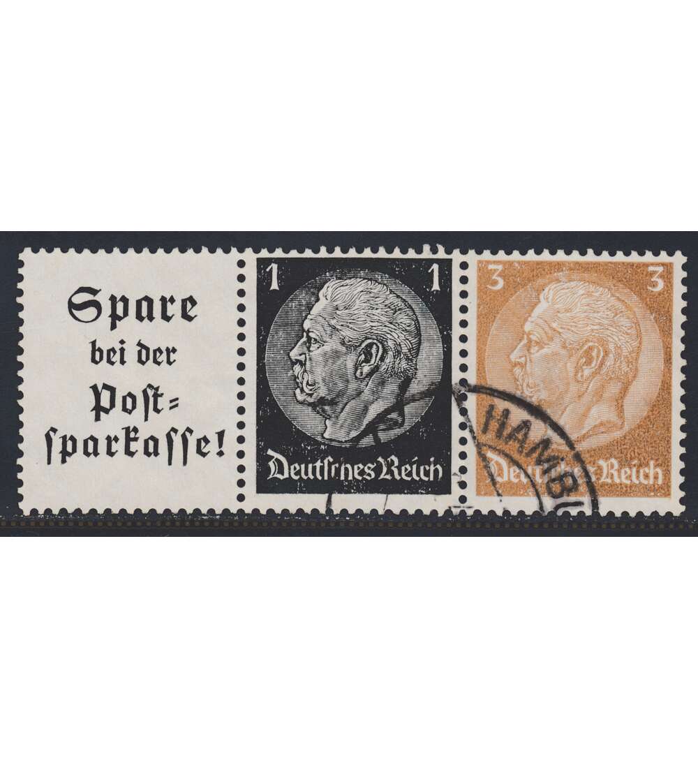 Deutsches Reich Zusammendruck W100 gestempelt Hindenburg EHG3 (A13.2+1+3)