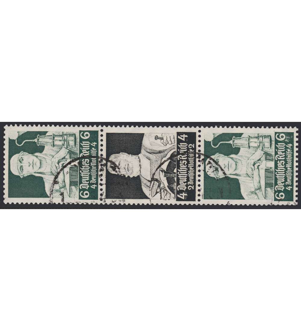 Deutsches Reich Zusammendruck S222 gestempelt Nothilfe 1934 Stnde (6+4+6)