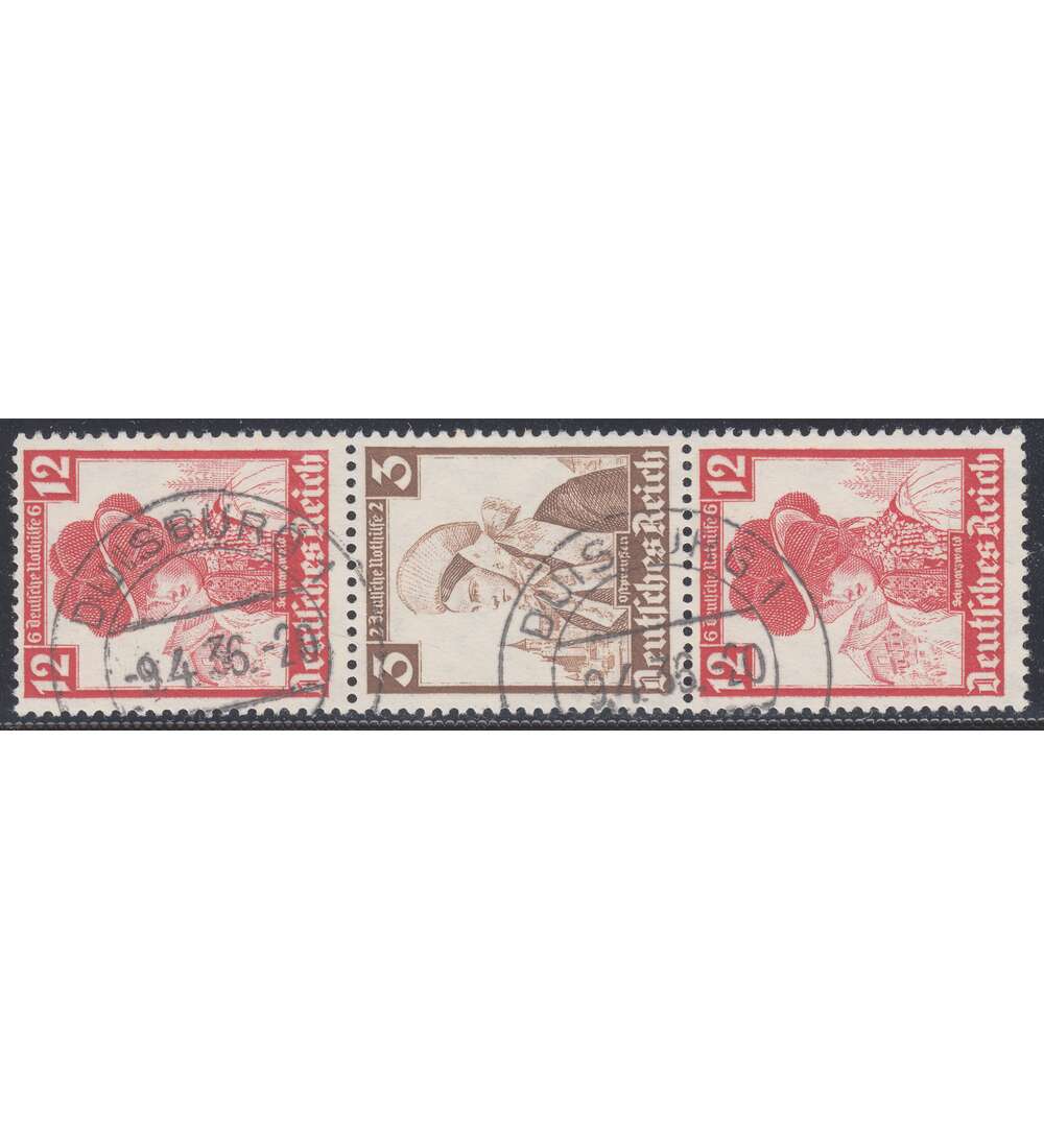 Deutsches Reich Zusammendruck S236 gestempelt Nothilfe Trachten (12+3+12)