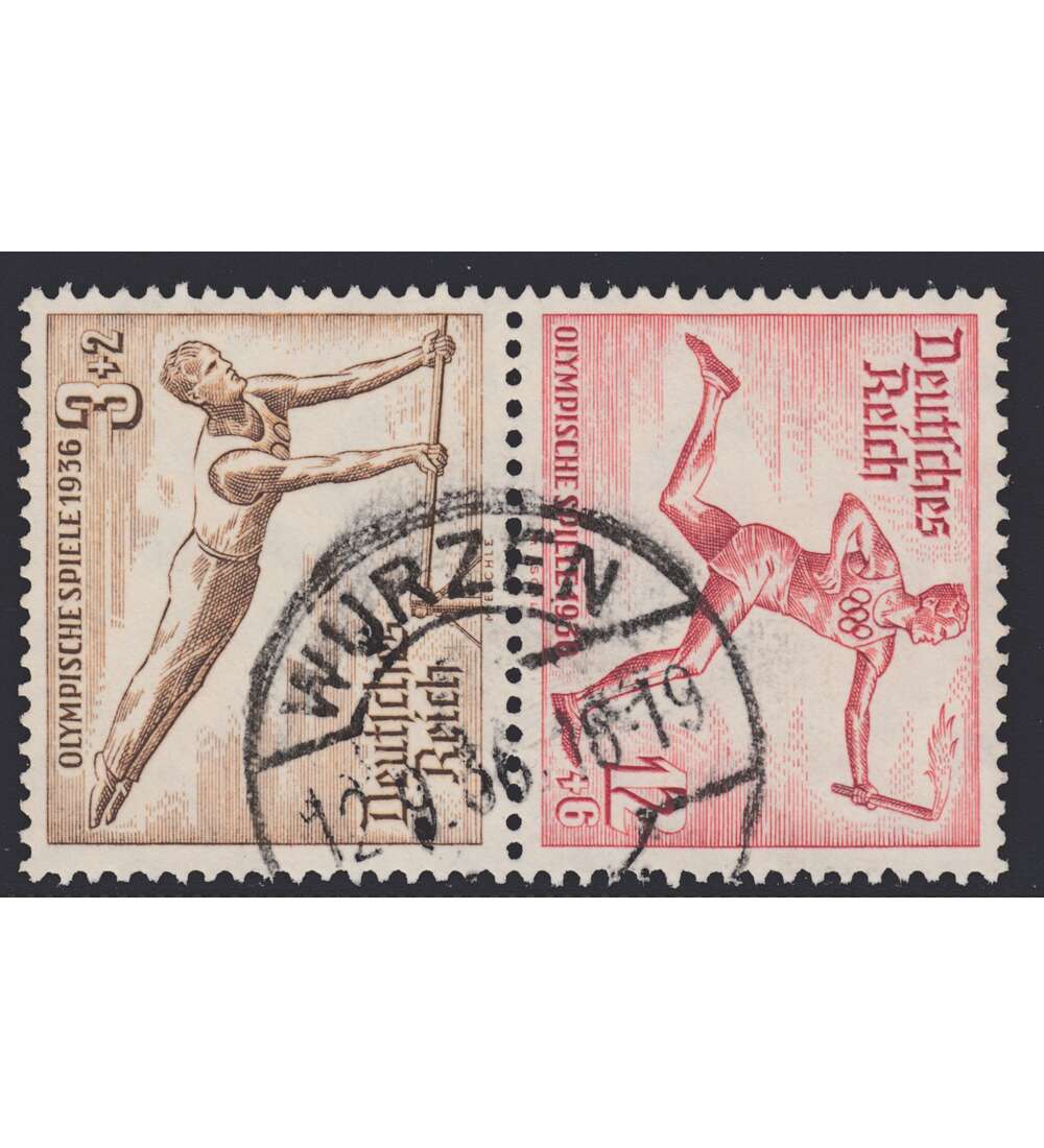 Deutsches Reich Zusammendruck SK28 gestempelt Olympische Spiele 1936 (3+12)