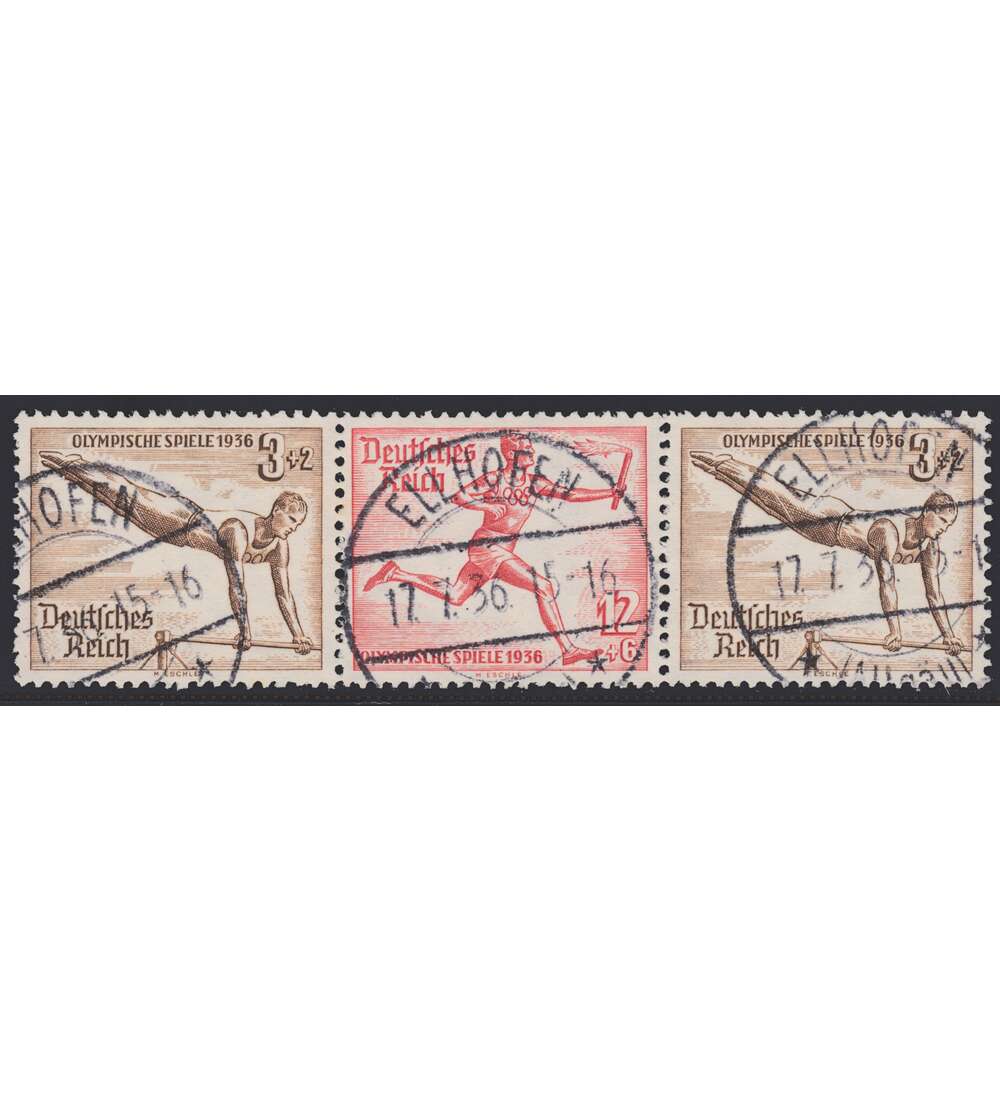 Deutsches Reich Zusammendruck W108 gestempelt Olympische Sp. 1936 (3+12+3)