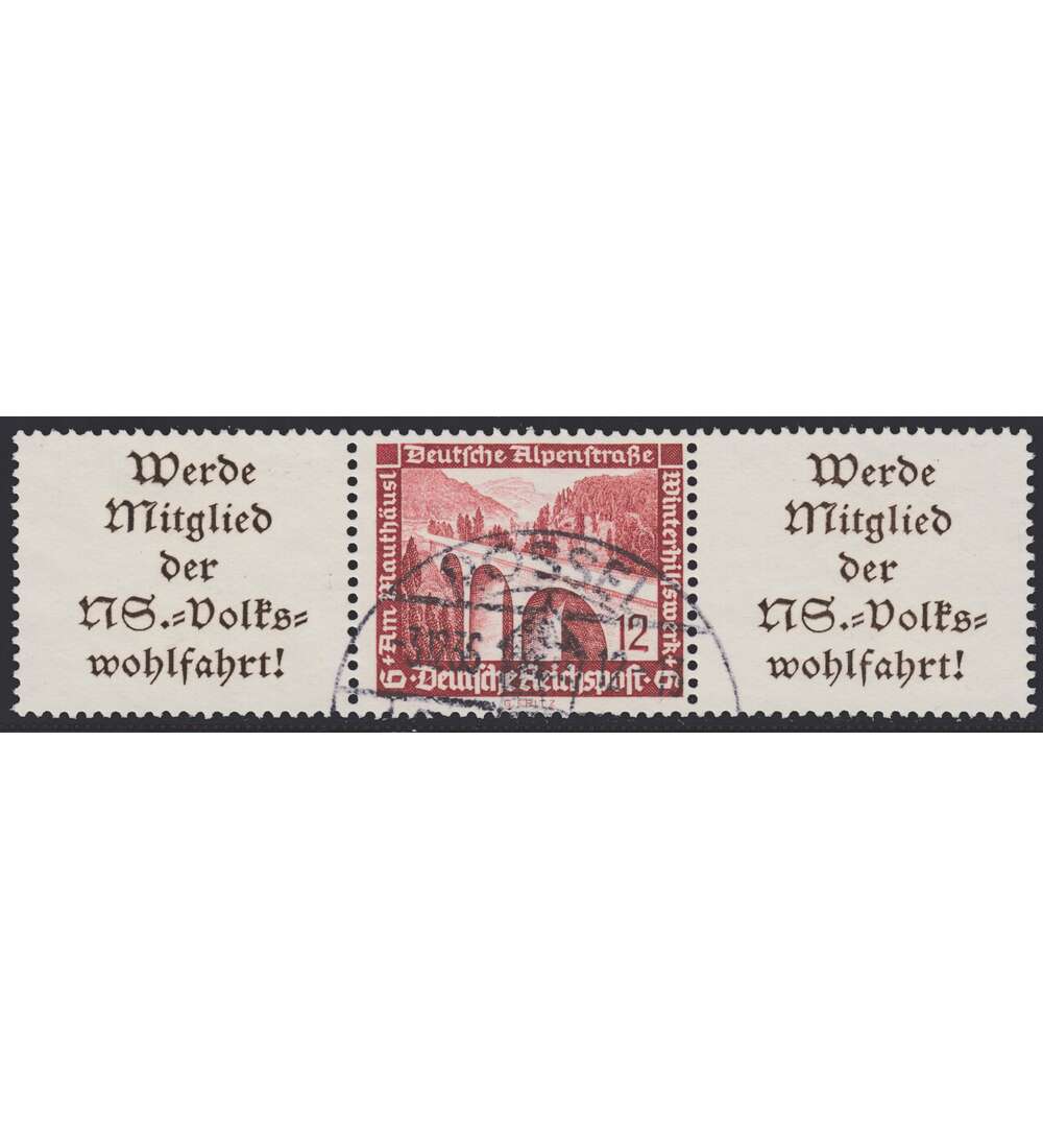 Deutsches Reich Zusammendruck W112 gestempelt Winterhilfe 1936 (A11.1+12+A11.1)