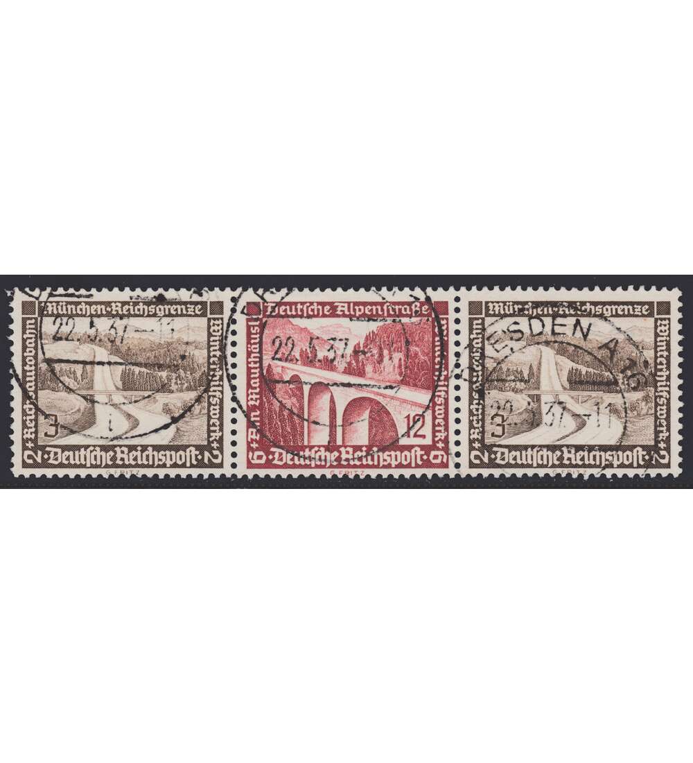 Deutsches Reich Zusammendruck W116 gestempelt Winterhilfe 1936 (3+12+3)