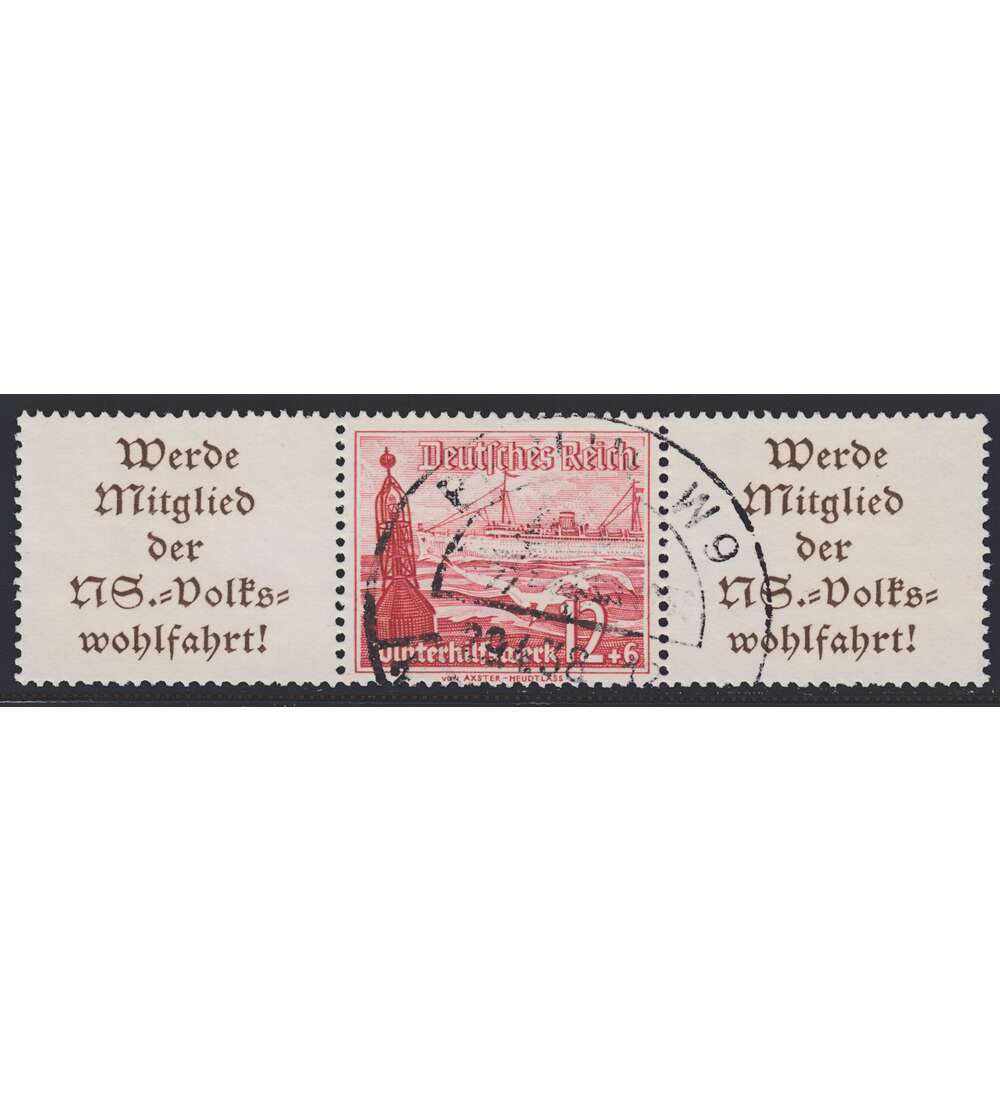 Deutsches Reich Zusammendruck W128 gestempelt Winterhilfe 1937 (A11.2+12+A11.2)