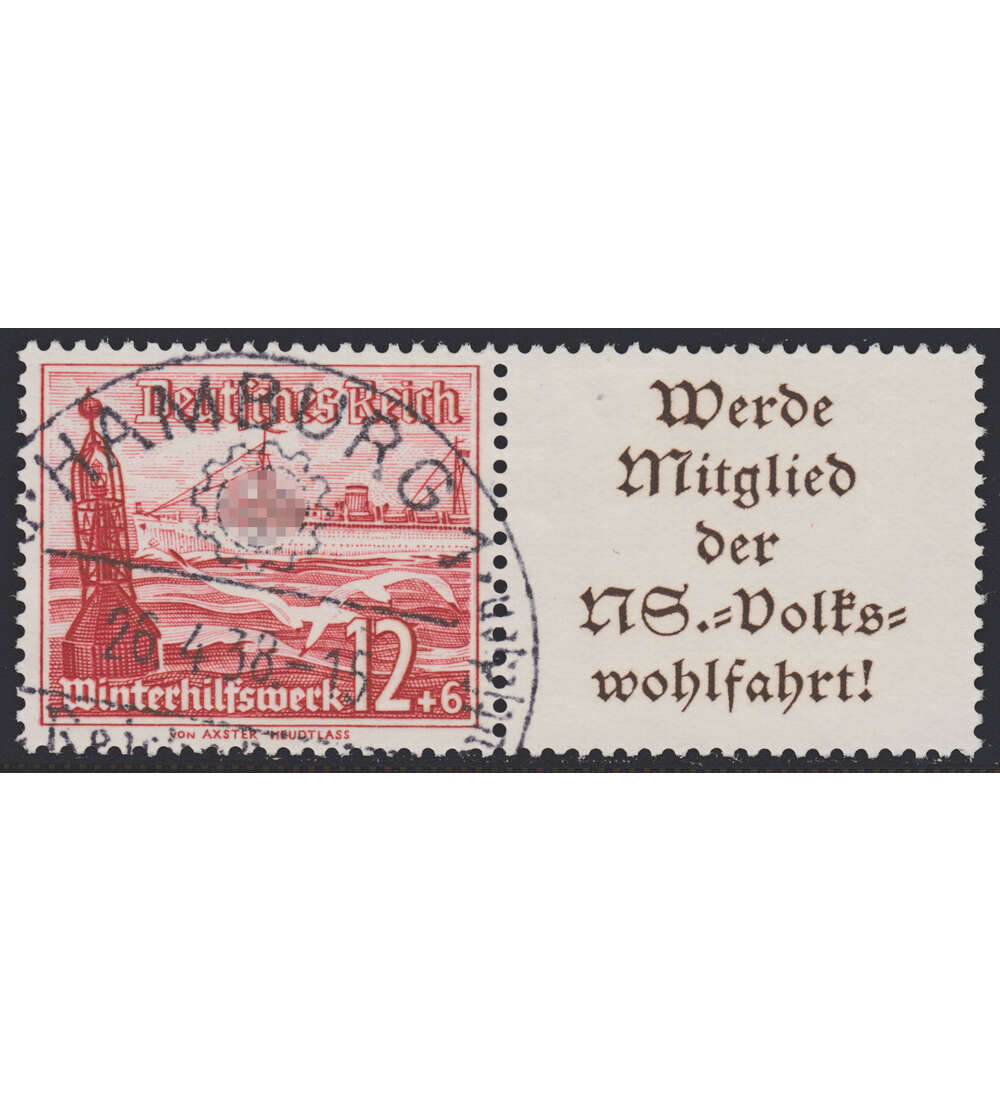 Deutsches Reich Zusammendruck W129 gestempelt Winterhilfe 1937 (12+A11.2)